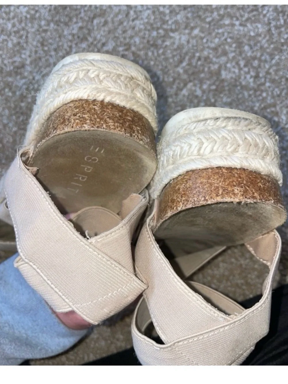 Esprit Women shoes Sandals Tan Espadrille Platform SZ 7.5 GiGi slip on platform